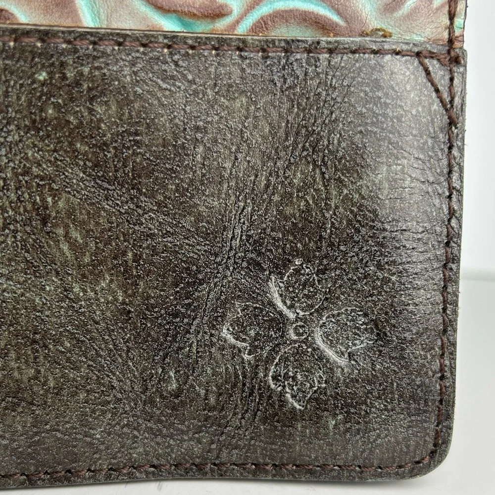 Patricia Nash Balloi Tooled Turquoise Floral Leather Crossbody Bag